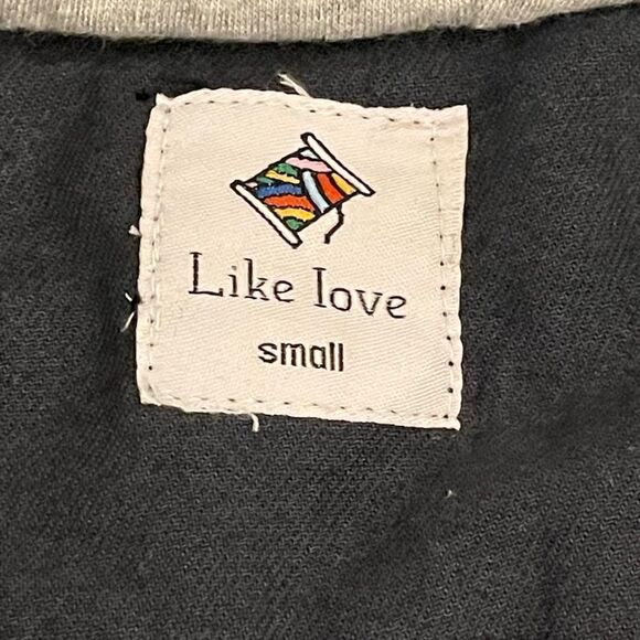 Like Love Navy Tie Dye Denim Jean Jacket Hoodie w/ Heathered Gray Grey Sleeves - Picture 8 of 16